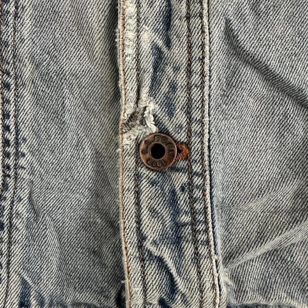 LL Bean Denim Jacket Mens Large Blue‎ Trucker Workwear Distressed Indie Grunge